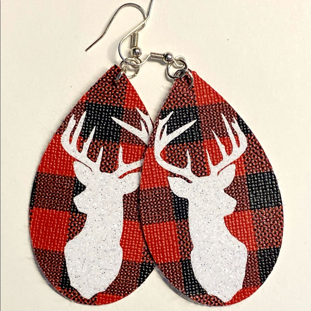 Red/Black Handcrafted Buffalo Plaid Earrings